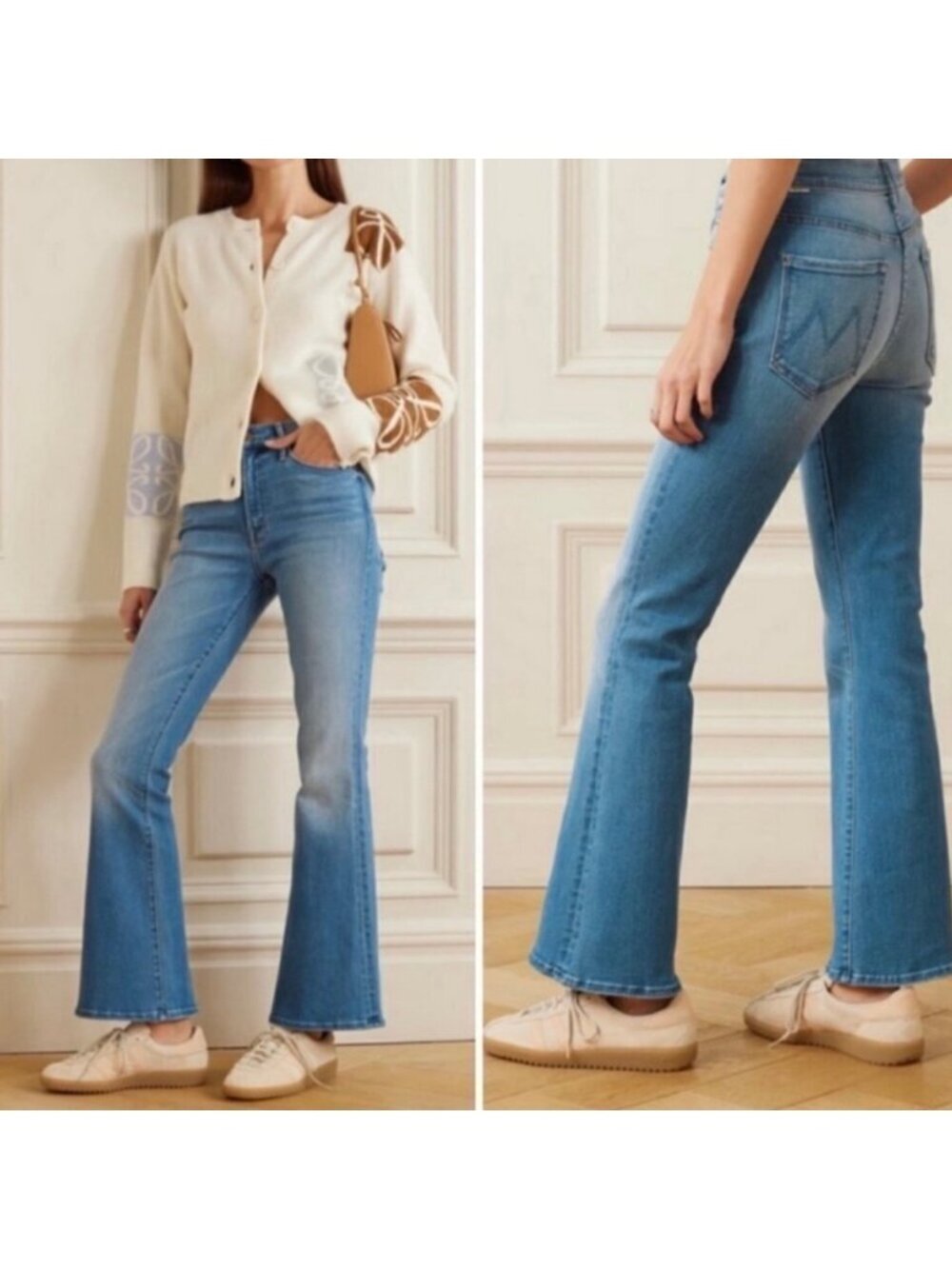 Mother The Down Low Weekender Sneak 25 Blue Denim Jean Designer